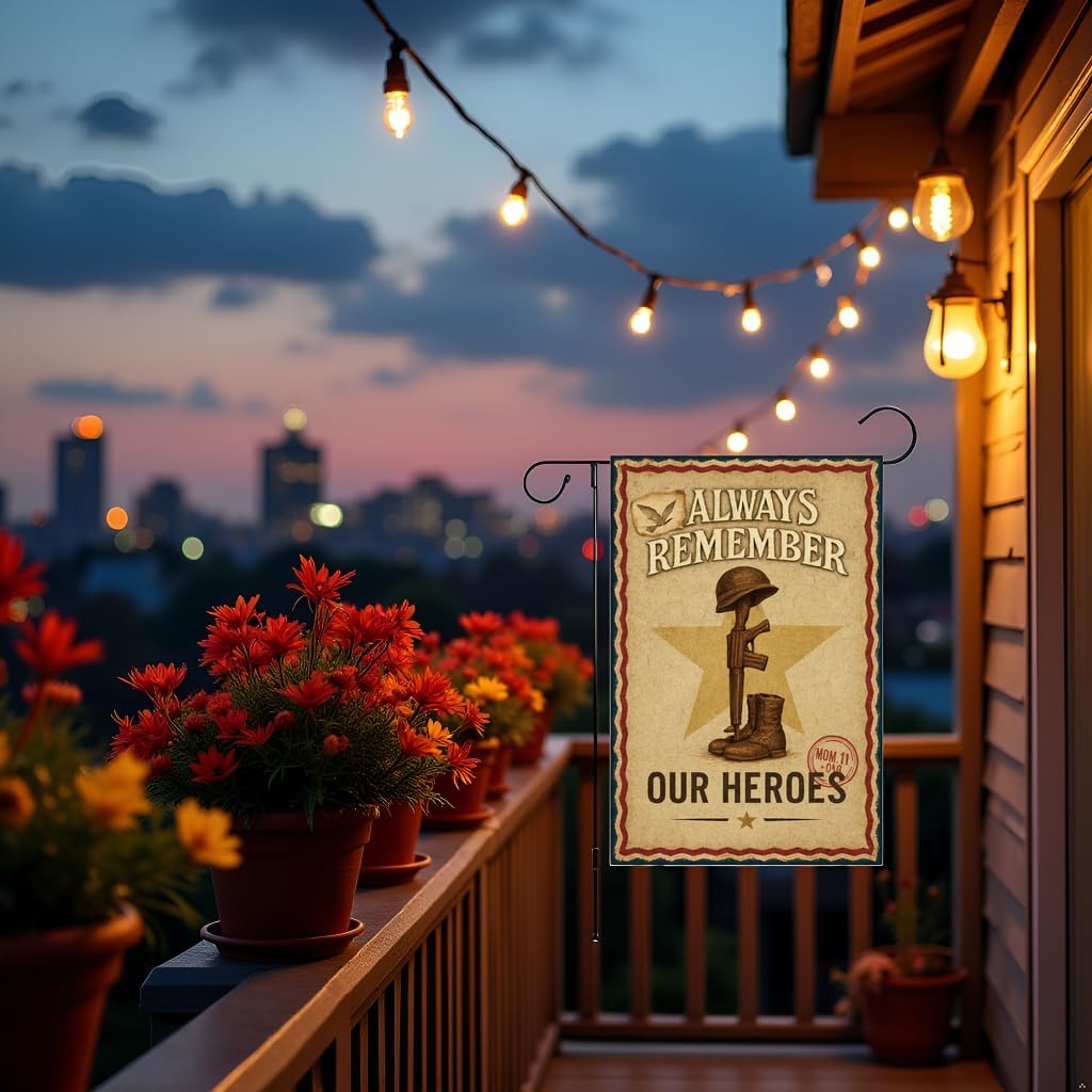 Veteran Garden Flag 12x18 In Doublesided Always Remember Our Heroes Military Appreciation Tribute Display for Veterans Day Memorial Day Patriot Day Outdoor Yard Cemetery Decor - Image 9