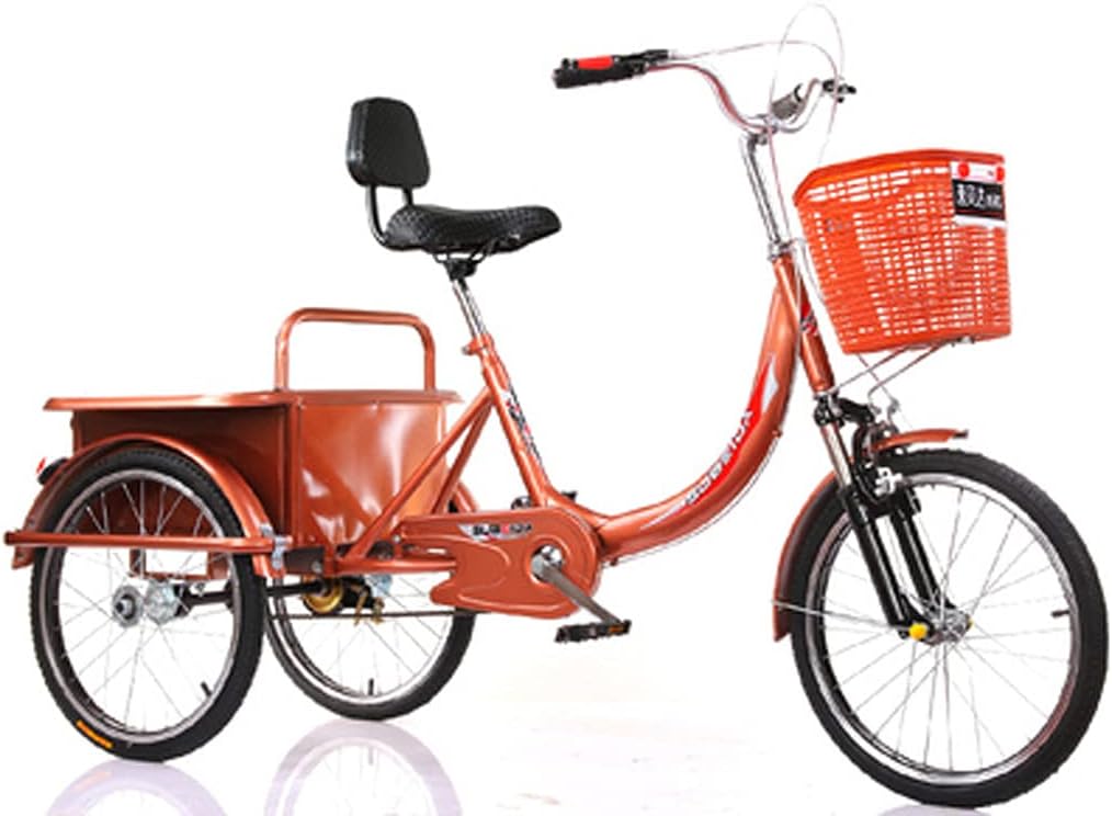 Three Wheel Bike 20 Inch Comfort Bicycles Adult Tricycle with Seat Backrest & Rear Basket 3 Wheel Bicycle for Seniors Load 200KG Cycling Pedalling