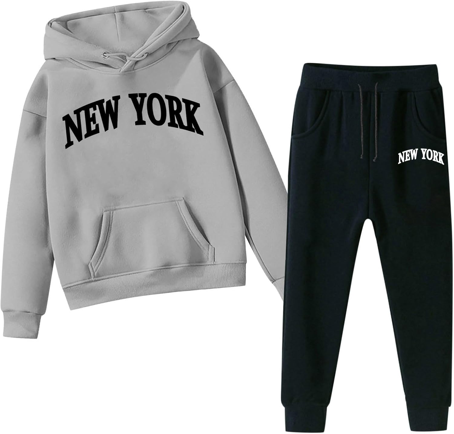 2 Piece Fall Sweatsuit Sets with Hood for Girls New York Going Out Children Tracksuit Sets Sweatsuits Sets Graphic