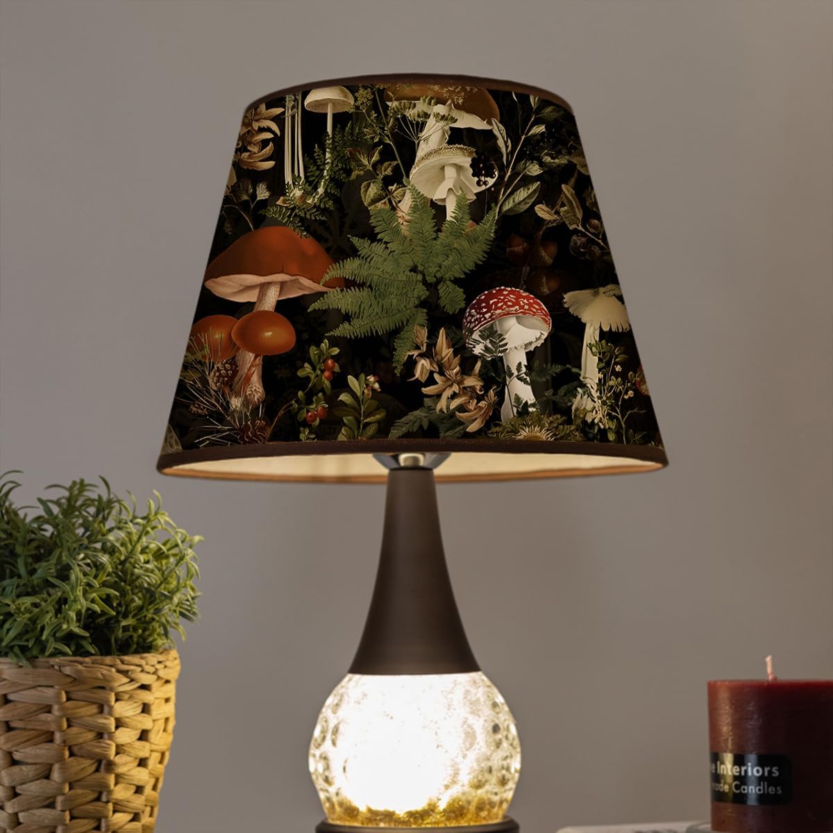Jeweluck Floral Peel and Stick Wallpaper - Mushroom Contact Paper 17.7 in x 48.4 ft - Removable Forest Flower Design for Bathroom - Black Decorative Vinyl