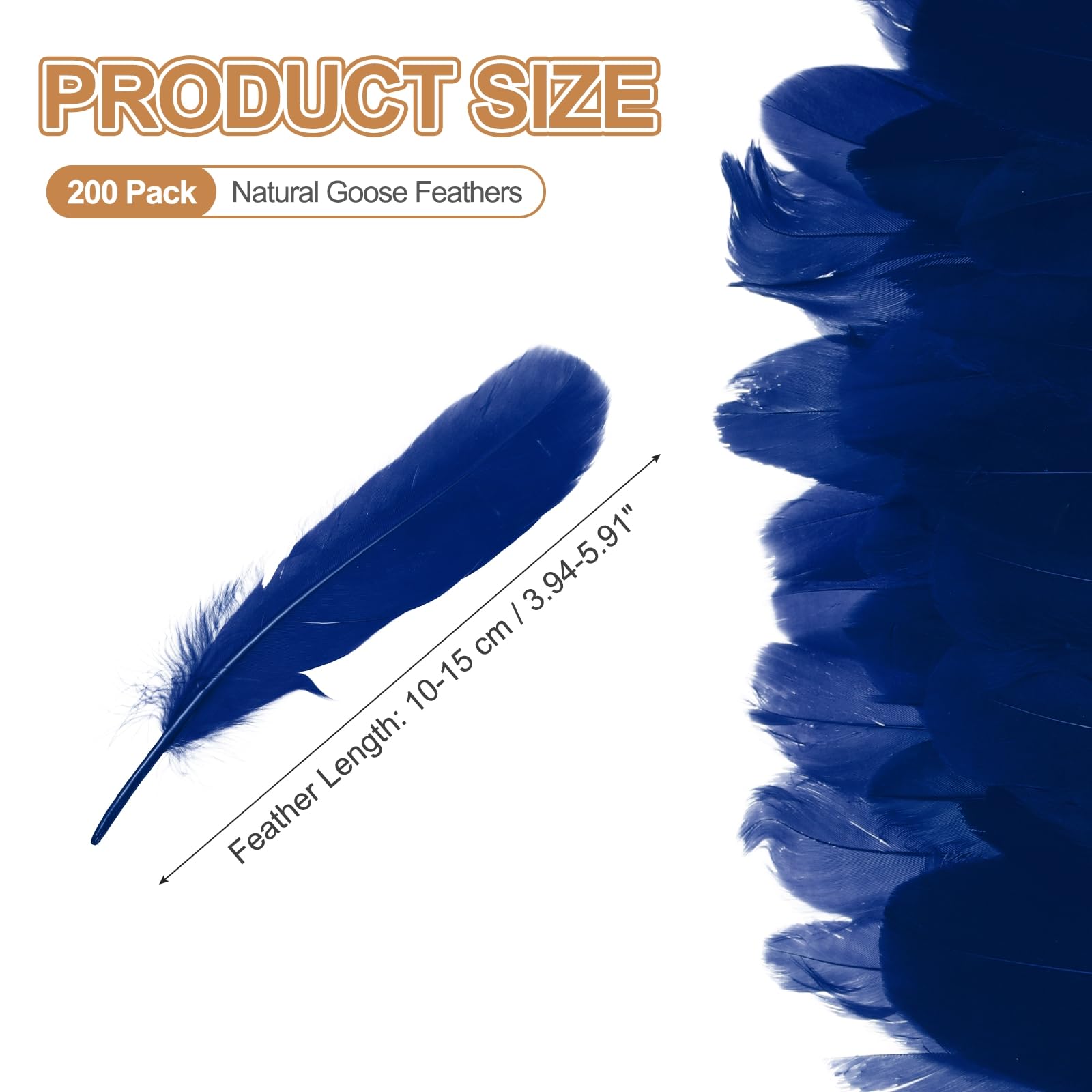 PATIKIL Piume D'Oca Naturali 4-7" All'Ingrosso Per Artigianato, 200 Pezzi Piume Decorative Lunghe Di ricchi colori Per Acchiappasogni Fai Da Te, Cappello， Ghirlande, Blu Scuro