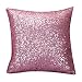 Stylish Comfy Solid Color Sequins Cushion Cover Throw Pillow Case Cafe Decor (!Pink)