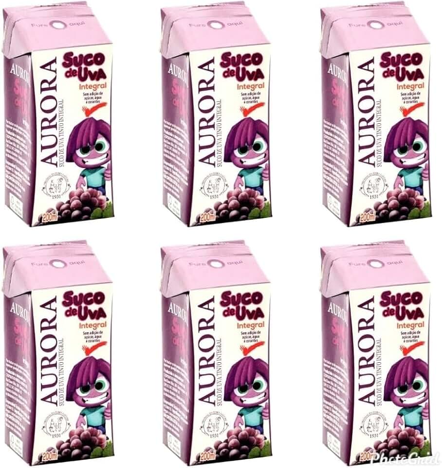 Suco De Uva Aurora Integral 200 Ml Kit C/ 06 Und.