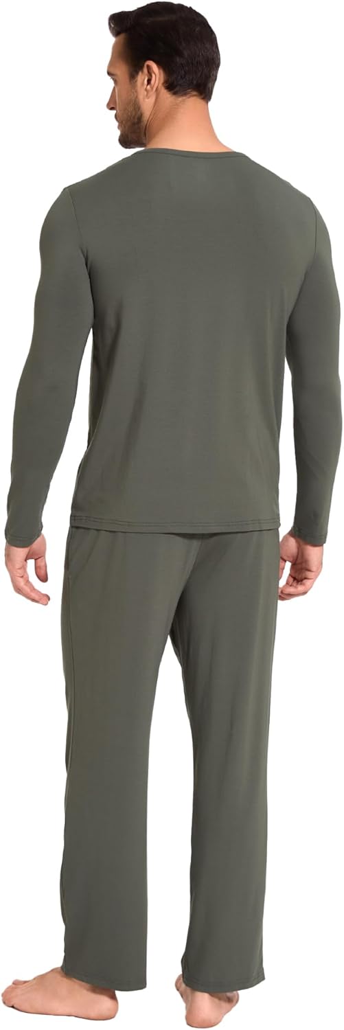 GYS Bamboo Viscose Men's Pajama Sets 2 Piece Long Sleeve Sleep Set with Pockets - Image 4