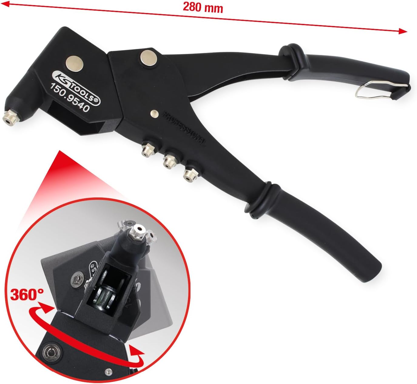 Hand rivetting tool, rotating, 21mm