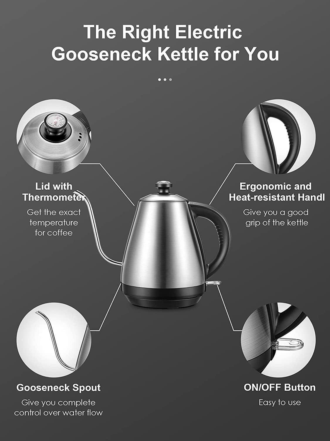 Buy Gooseneck Kettle, Pour Over Electric Kettle for Coffee and Tea, 1000W , 1.0L, Supplied with