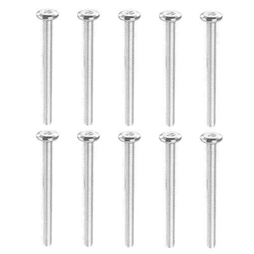 Miniatura 10 de 10 tornillos hexagonales de cabeza redonda plana M6-0.039 x 2.362 in, tornillos de conexión de acero inoxidable 304, tornillos para muebles, camas,