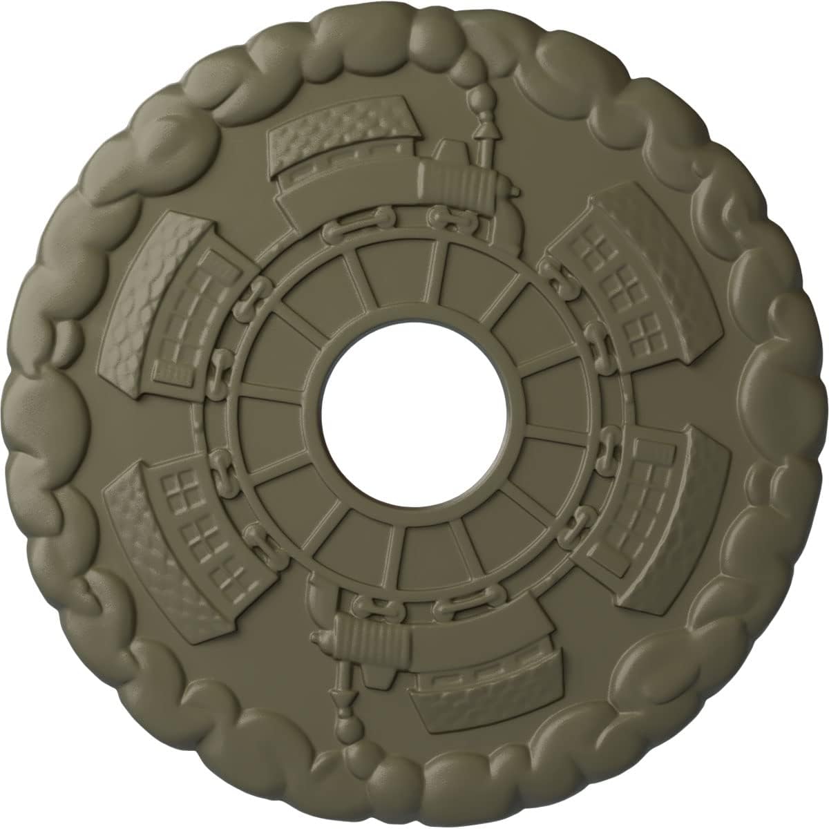 Ekena Millwork CM18KDSSF Kendall Train Station Ceiling Medallion, Spartan Stone