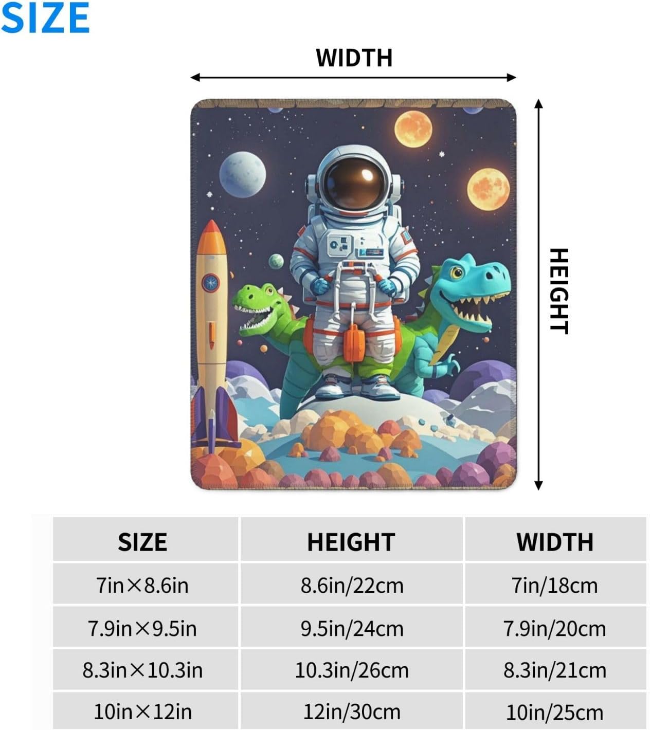 Mousepad Funny Astronaut Dinosaur Rocket Mouses Mat for Wireless Mouses Computer Keyboard Mat with Non-Slip Rubber Gaming Desk Pad Square Desk Mat for Office Laptop 7 x 8.6 in image 2