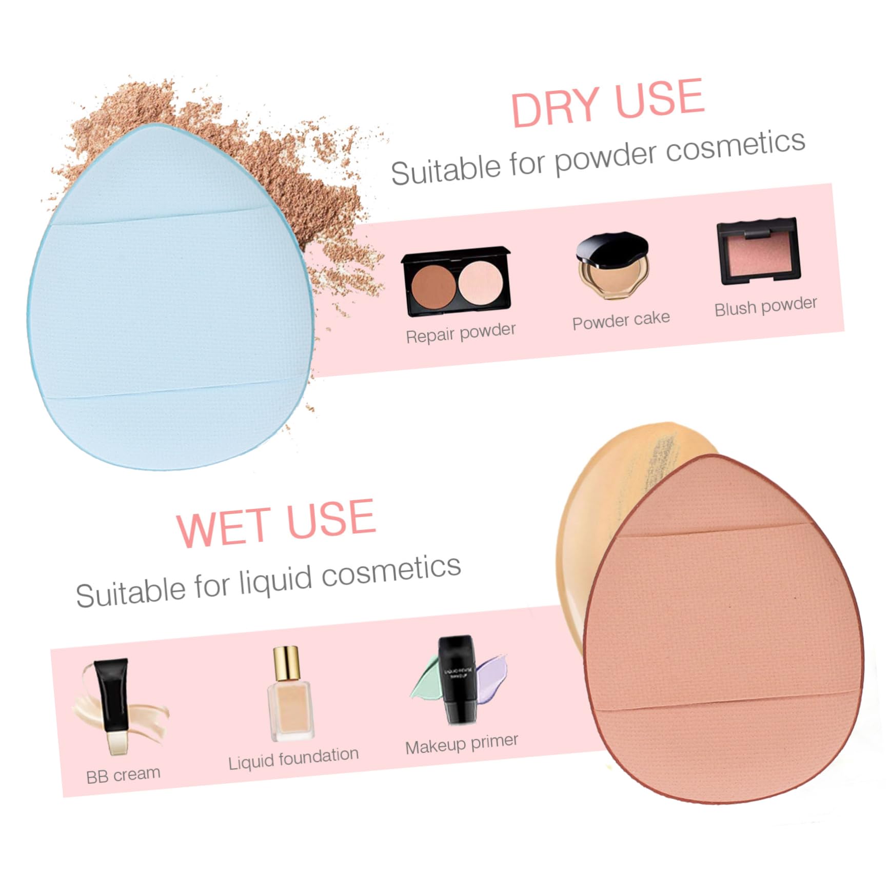 15 Scatole Mini Soffio Per Le Dita Mini Piumini Da Cipria Soffio Di Polvere Soffio Di Cipria Sotto Gli Occhi Truccare Il Triangolo Dei Bignè Trucco a Sbuffo Idrofilo Lattice FRCOLOR