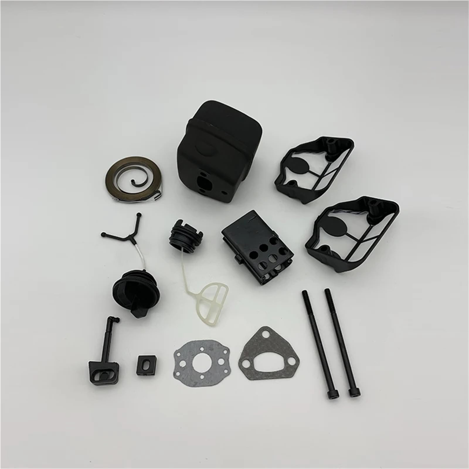 Perno del silenciador de escape, filtro de aire, tapa de combustible, varilla del estrangulador, polea de arranque, compatible con motosierra de gasolina HUS 137, 142, 137LE y 142LE.