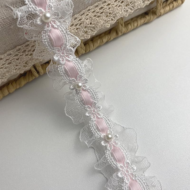 2 Koronkowa wstążka w stylu vintage, kwiatowa koronka, miękka tekstura, nadaje się do prania, ozdobna taśma DIY, opakowanie prezentowe, dekoracja ślubna