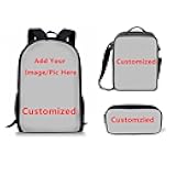 HUGS IDEA 3 Pcs School Bag Set with Thermal Insulated Lunch Tote Purse Pencil Case