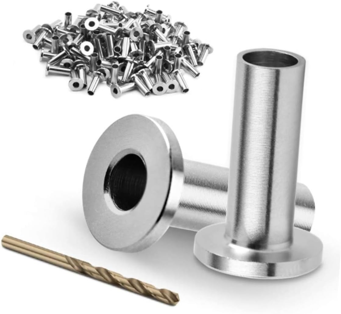 65Pcs Stainless Steel Balustrade Cable Protector Sleeve with Drill Bit Durable Wire Protector for Deck Railing Outdoor Indoor Use Prevents Cable Damage Vibration