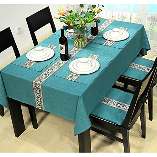 Nappe coton et lin oblongue aspect lin anti-glisse avec son coussin de siège assorti