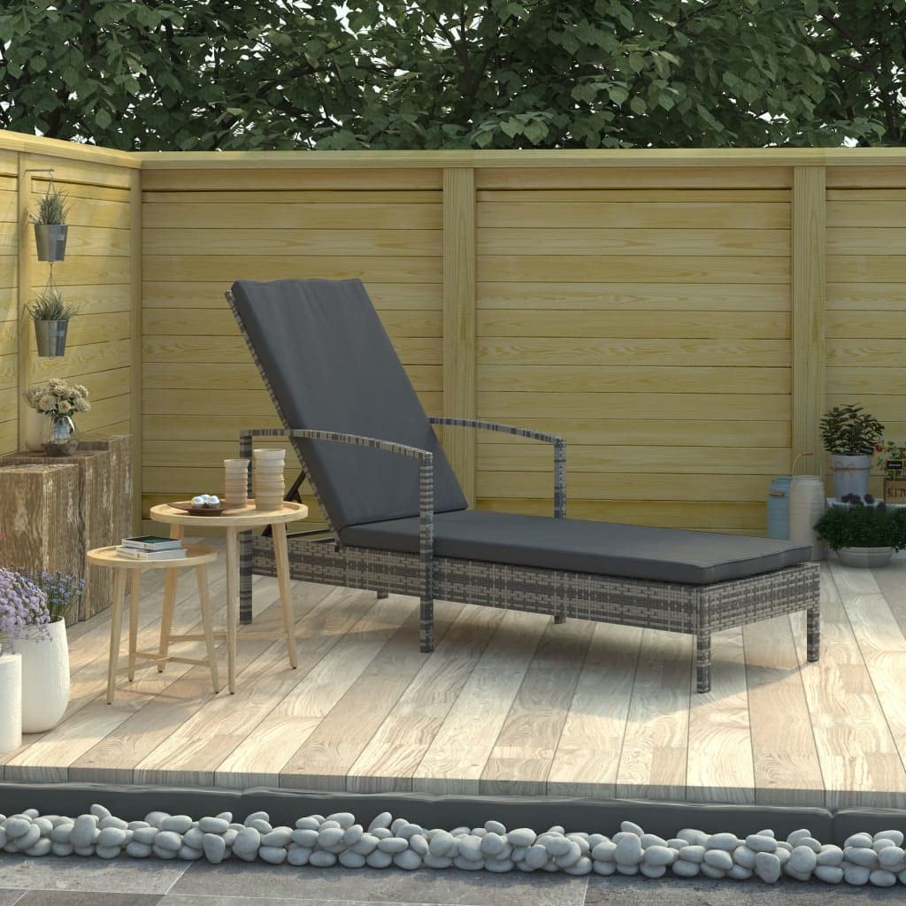 Tomostar Bain de Soleil, Chaise Longue Jardin Extérieur Transat pour Piscine avec accoudoirs Résine tressée Gris
