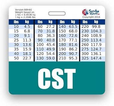 CST Badge Buddy Horizontal w/Height & Weight Conversion Charts Standard, Teal