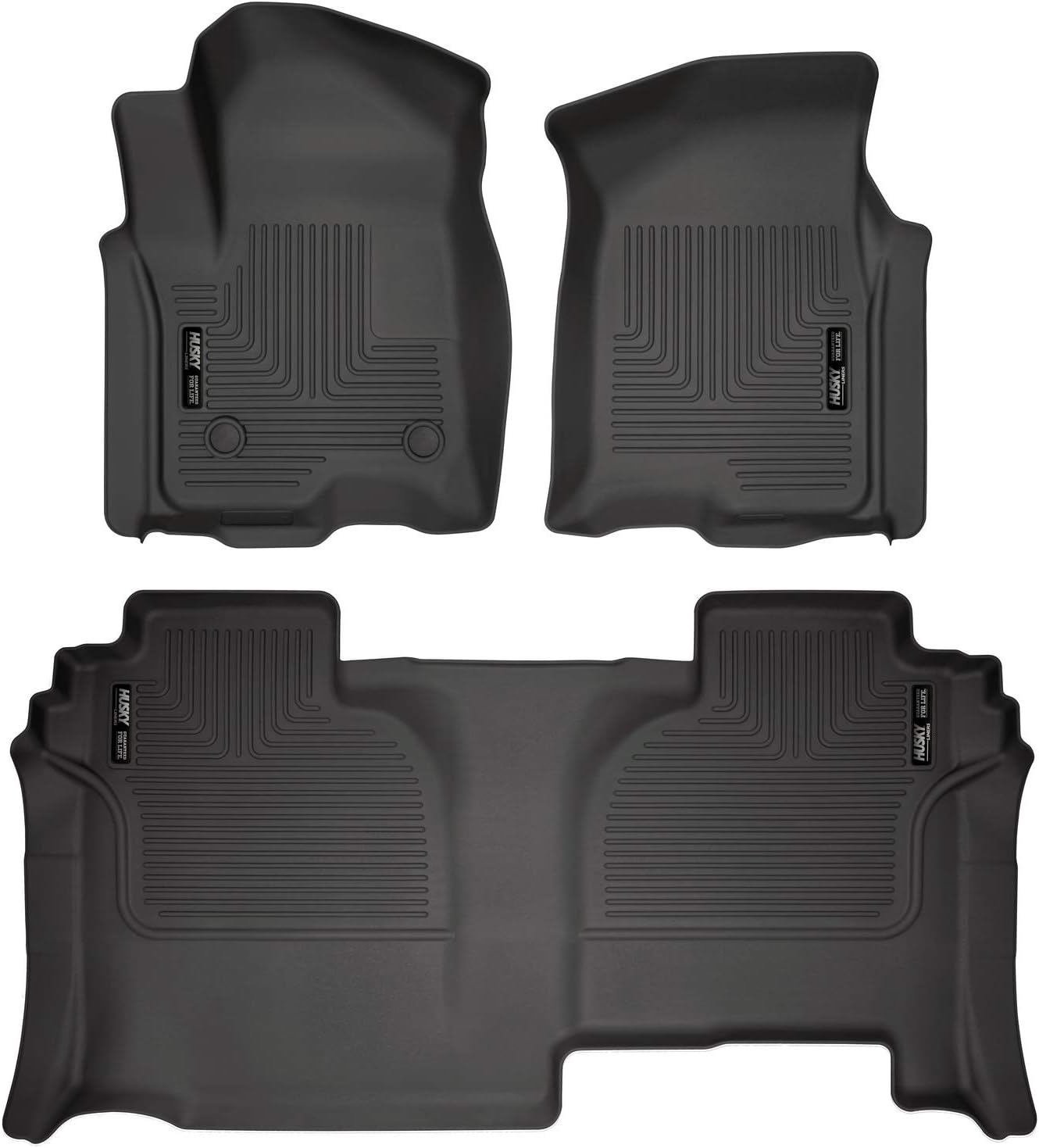 Husky Liners - Weatherbeater | Fits 2019 - 2023 Chevrolet Silverado/GMC Sierra 1500, 22 - 23 Slv/Sra 2500,3500 - Double Cab New Body, Front & 2nd Row Liners - Black, 3 pc. | 94031