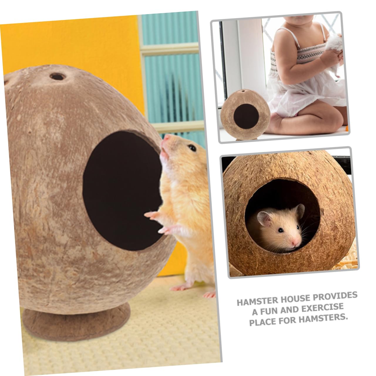 8stücke Hamster Kokosnuss-Haus Für Kleintiere Sichere Und Natürliche Versteckmöglichkeit Für Hamster Und Meerschweinchen Spielzeug Und Schlafplatz Und Langlebig