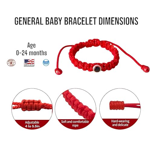 Miniatura 5 de Pulsera roja para bebés, niña y bebé. Amuleto de protección para bebé. Cuerda para la buena suerte y el mal de ojo. Pulsera infantil para bebé Color