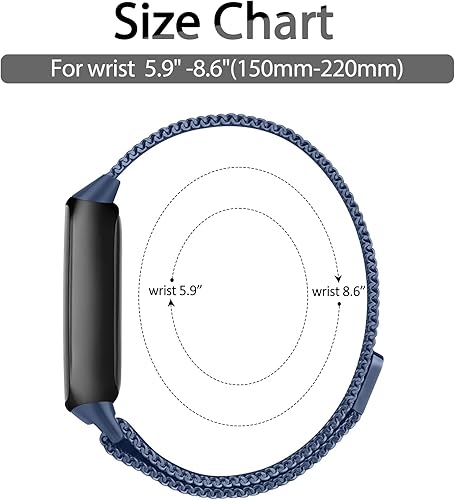 Miniatura 4 de Vanjua Correas de repuesto para Fitbit Inspire 3 para mujeres y hombres, correa de malla de metal de acero inoxidable, ajustable, correa magnética