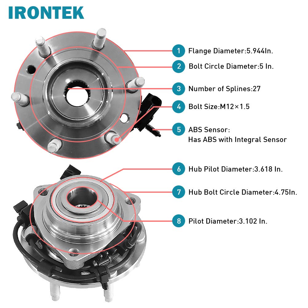 Amazon.co.jp: IRONTEK 513188x2 フロントホイールベアリングハブ