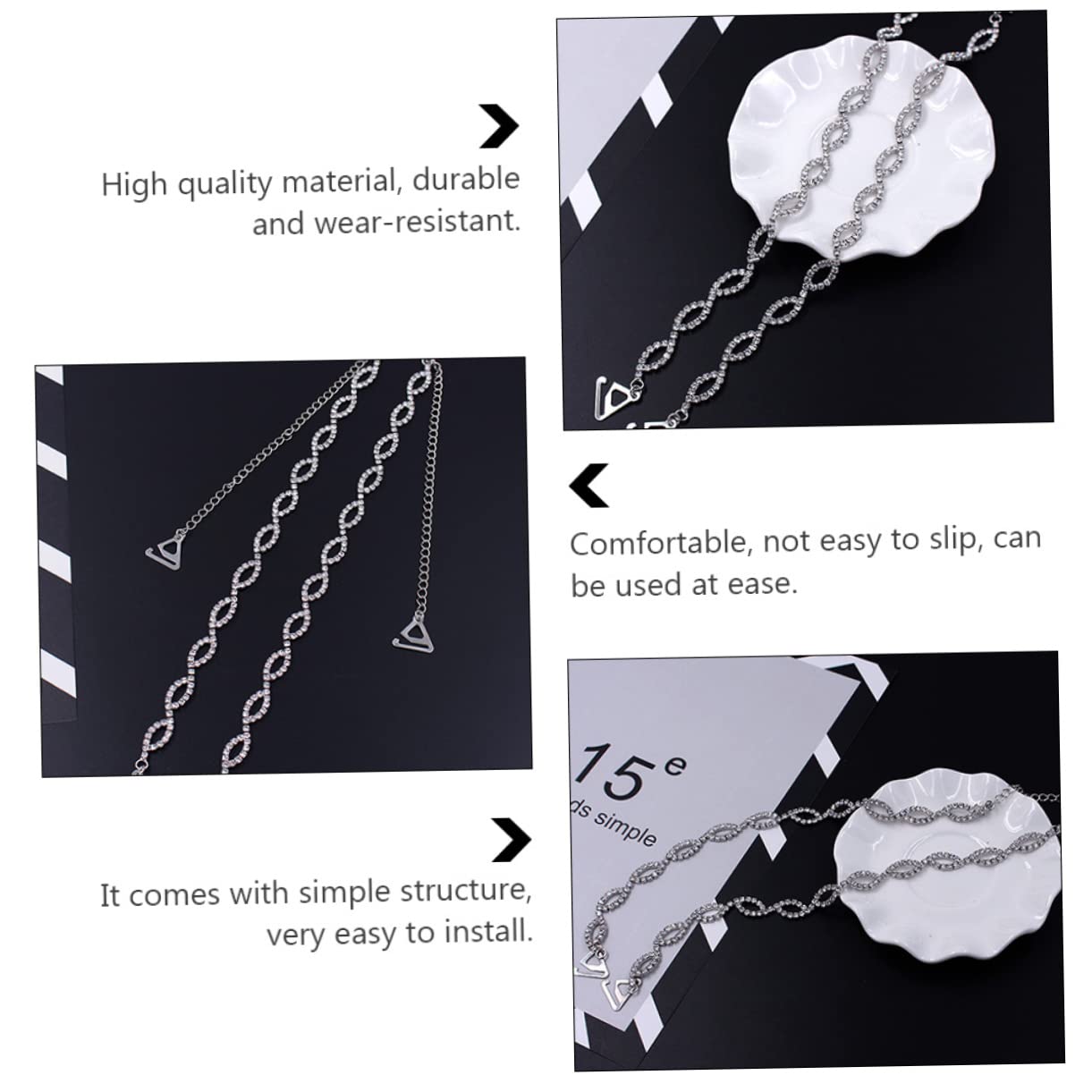 BESTYASH -Palabra Correa De Hombro De Diamantes De Imitación Correa De Sujetador De Diamantes De Imitación Correas De Sujetador Extraíbles Joyería Sujetador Invisible Cinturón