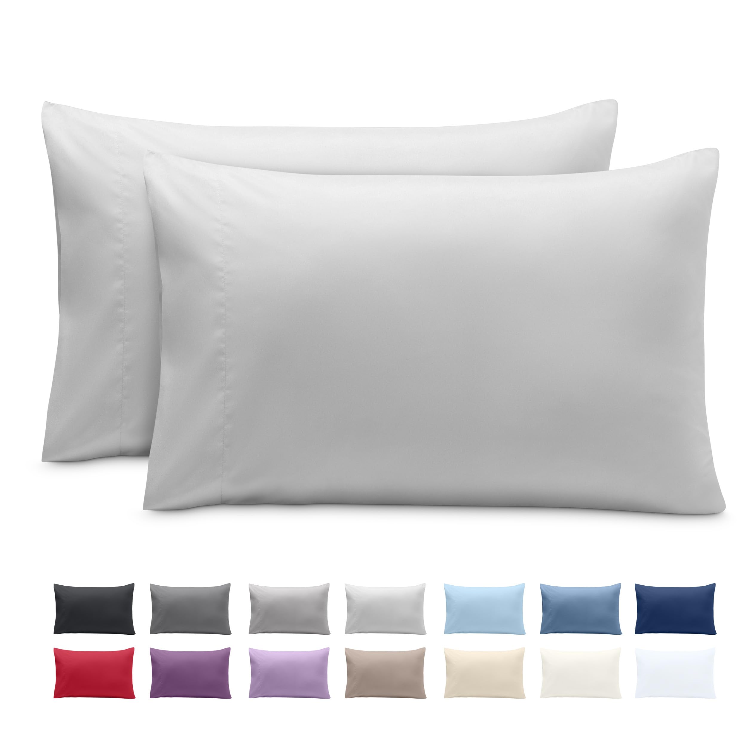 Bare Home Pillowcases Envelope (King 20"x36" Set of 2, Cloud Grey)