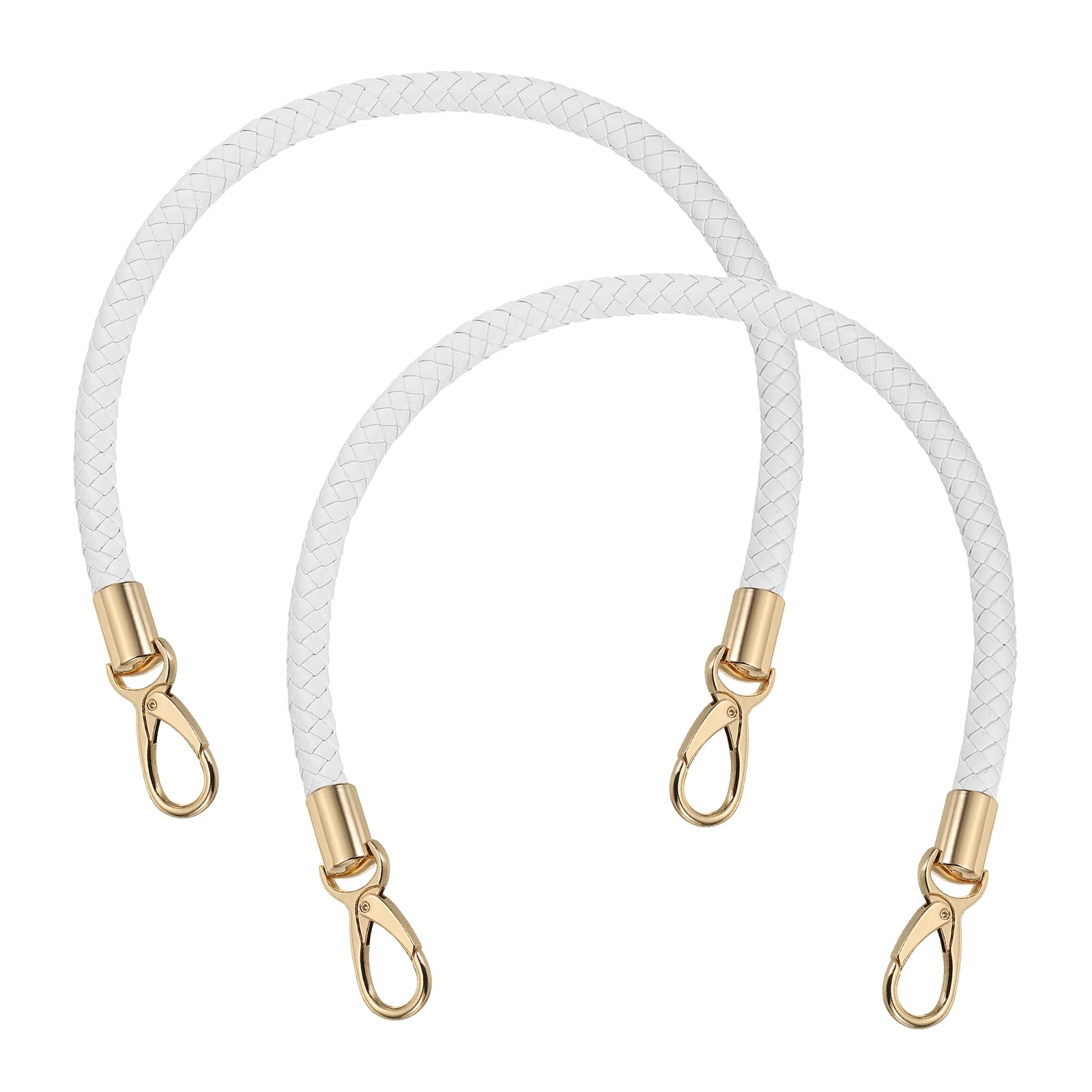 sourcing map 2 Pcs Braided Purse Strap, 21.6 Inch PU Leather Purse Strap Handle Replacement for Handbag Tote Underarm Bag Making (White) — image 1