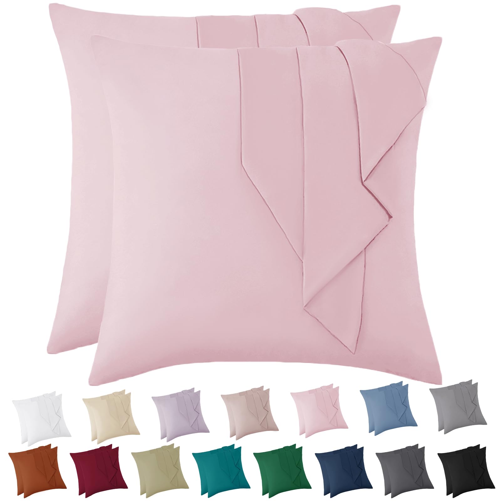 Vielit Cushion Cover Set of 2 Soft Pink Microfibre Pillowcases Decorative 80 x 80 cm Eco Certificate Resistant