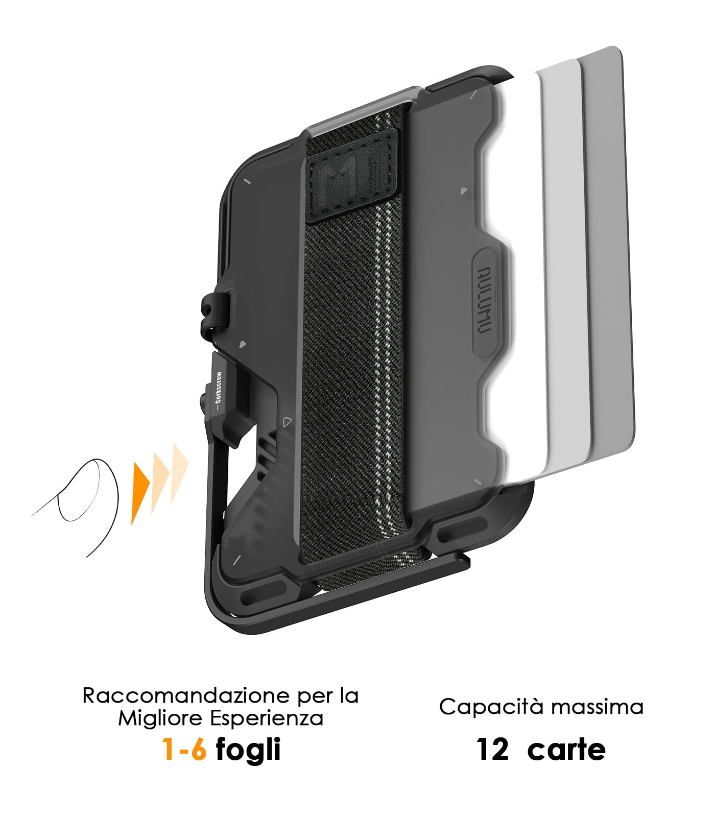 Aulumu G03 Custodia per carte da uomo | Compatibile con MagSafe | Multifunzionale Porta Carte con Fascia Elastica | Telefono Cellulare Supporto/Impugnatura | Apri Bottiglia |Schermatura RFID