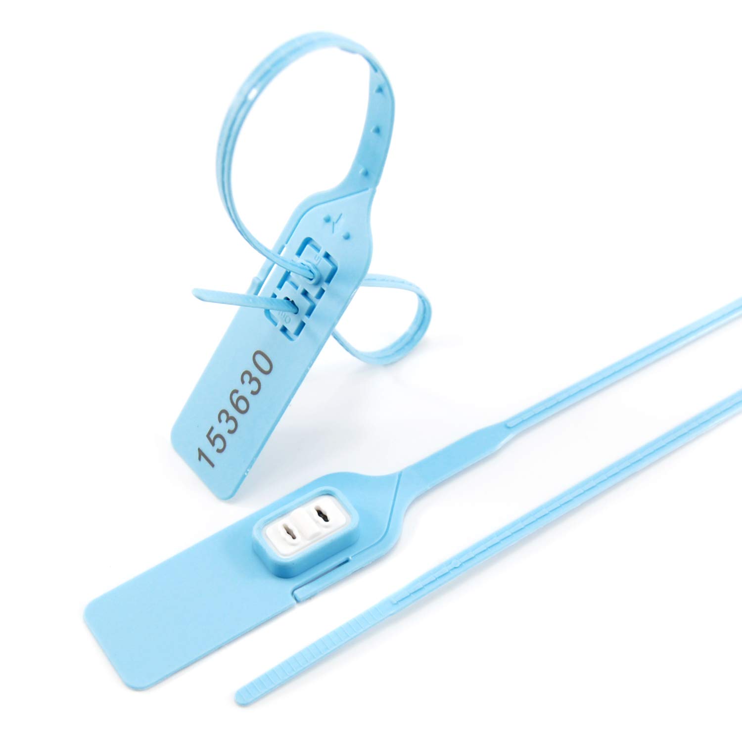 Bridas para cables, Bridas de nailon reutilizables, ajustables y autoblocantes, con sellos numerados for equipaje, paquete de 100 unidades, color azul