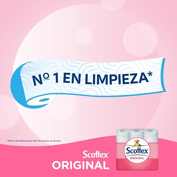 Scottex Original Papel higiénico, 128 rollos, 4 packs de 32 rollos dos capas que proporcionan el equilibro adecuado en suavid - 2