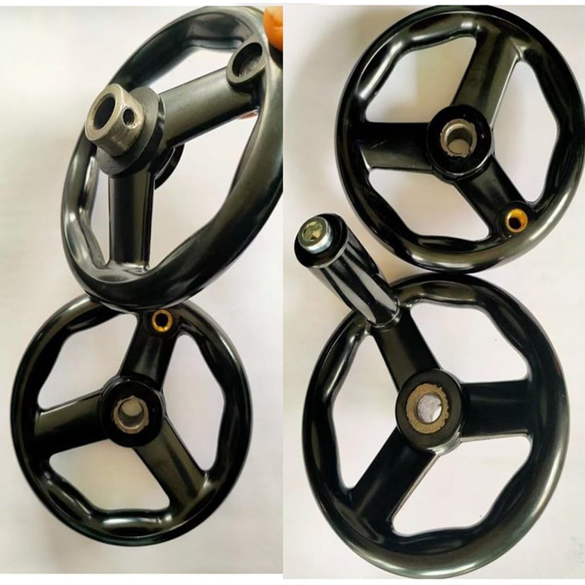 Volante de mano de 3 radios de baquelita negra de 100-200 mm de diámetro exterior con mango giratorio desmontable, volante de torno for fresadora, amoladora, taladradora(200 * 20mm)