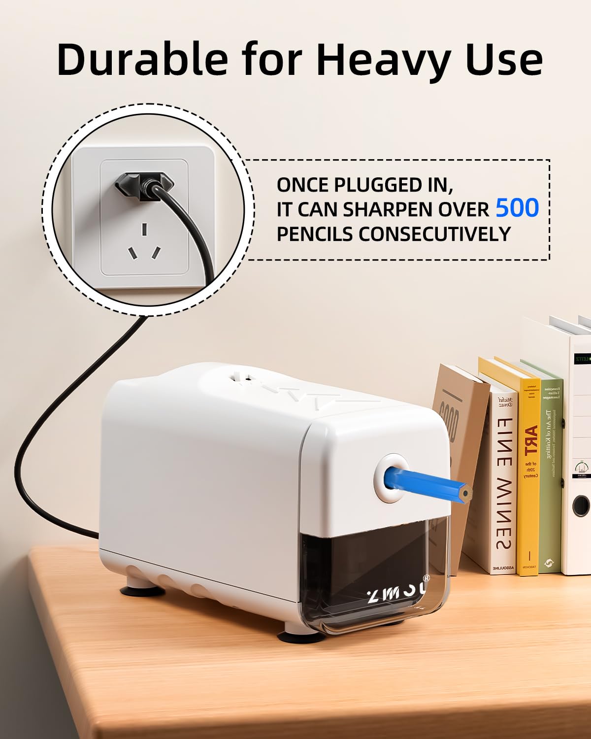 STAGEEK Temperamatite elettrico, con spina o USB/a batteria, funziona per matite colorate n. 2 (6-8 mm), ideale per scuola, aula ufficio, casa, blu