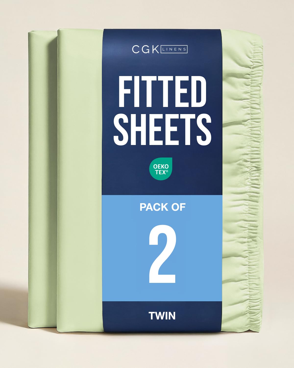 Twin Fitted Sheet - Pack of 2 Single Fitted Bottom Sheet - Light Sage Green