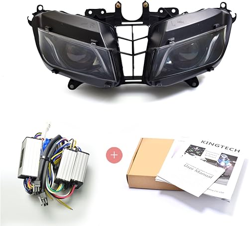 Miniatura 9 de KT Conjunto de faros delanteros LED para CBR600RR 2013-2022 Blue Demon Eyes de fibra óptica blanca modificada personalizada motocicleta Sportbike