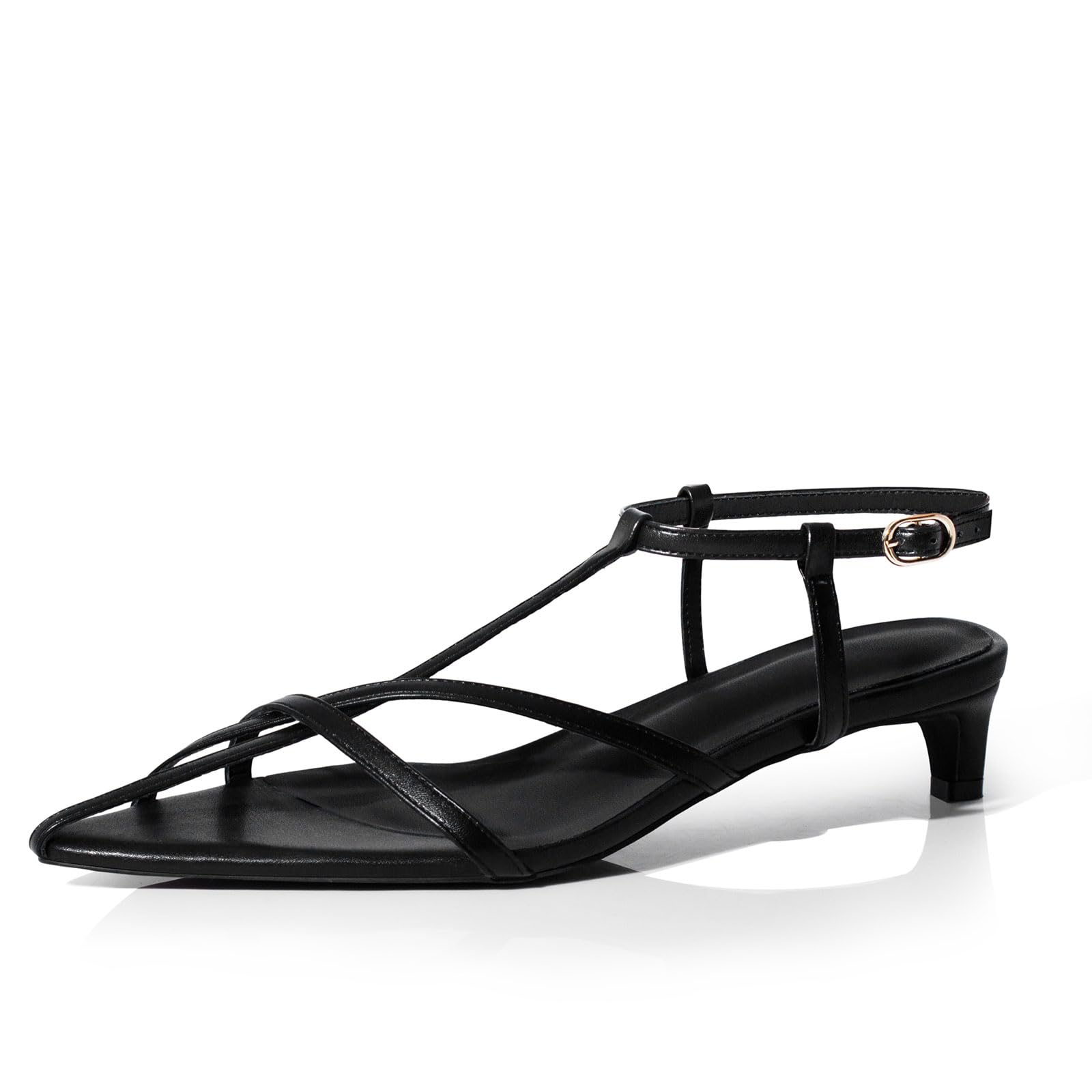 iadore Women Sexy Kitten Low Heel Sandals Retro Ankle Straps with Buckle Shoes Open Toe Summer Dress Sandals Size 5-12 US