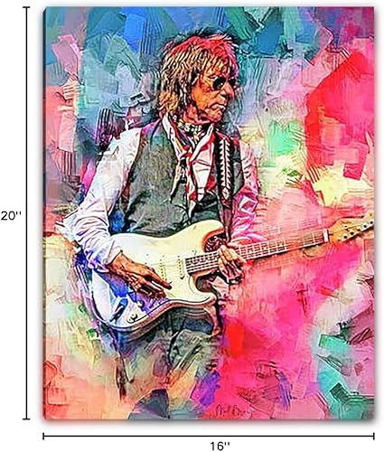Miniatura 7 de Jeff Beck - Póster para pared de habitación pinturas al óleo lienzo decorativo para pared 16 x 20 pulgadas enmarcado