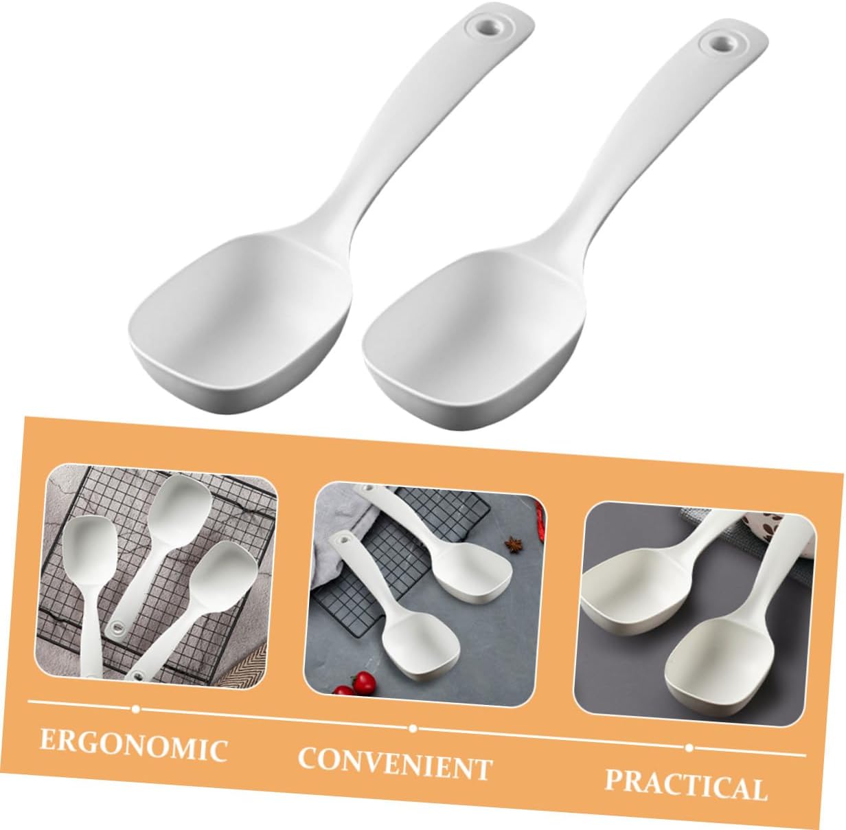 4 Piece White PP Soup Ladle with Long Handle for Gravy Porridge
