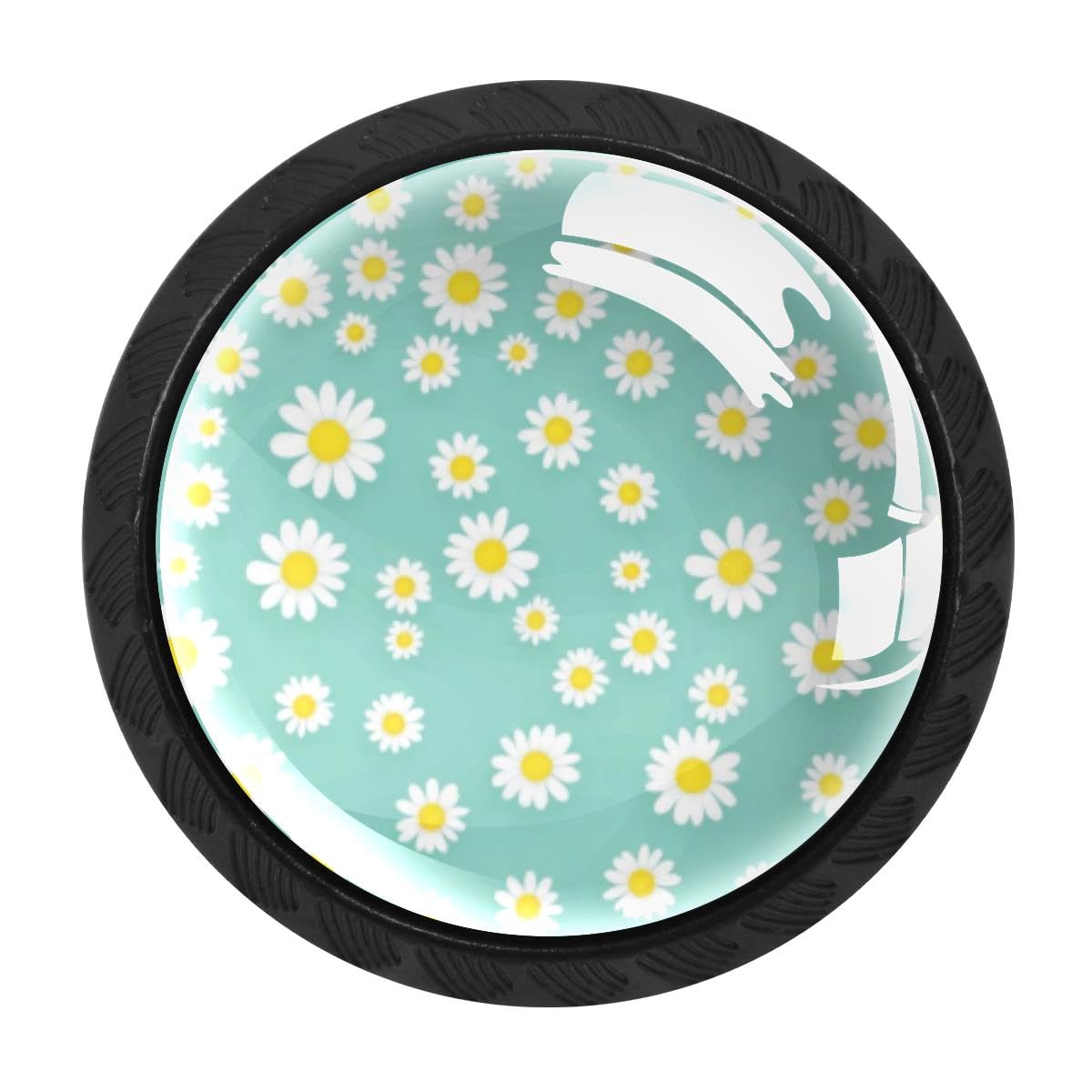 4 PCS Kitchen Cabinet Knobs, Daisy Floral Drawer Knobs Dresser Handles