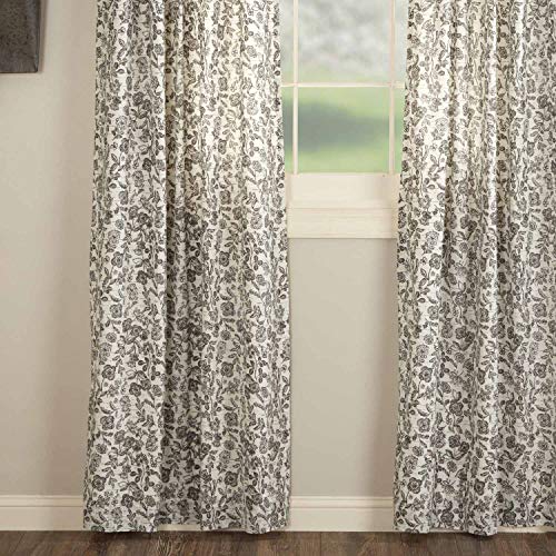 Gray Gables Floral Panel Curtains, Set Of 2, 84" Long, Botanical Print, Farmhouse Vintage Country Cottage Window Treatment #TOP1