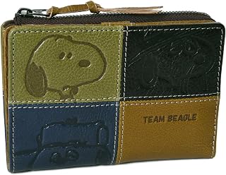 [ピーナッツ] スヌーピー SNOOPY 財布 二つ折り財布 本革 TEAM BEAGLE R 束入れ レディース メンズ 73441 (オリーブ)