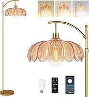 Vista 23 de Lámpara de pie con diseño de árbol de 3 bombillas; alta, rústica, estilo rural, industrial y boho, pantalla de mimbre y bambú; para sala de estar