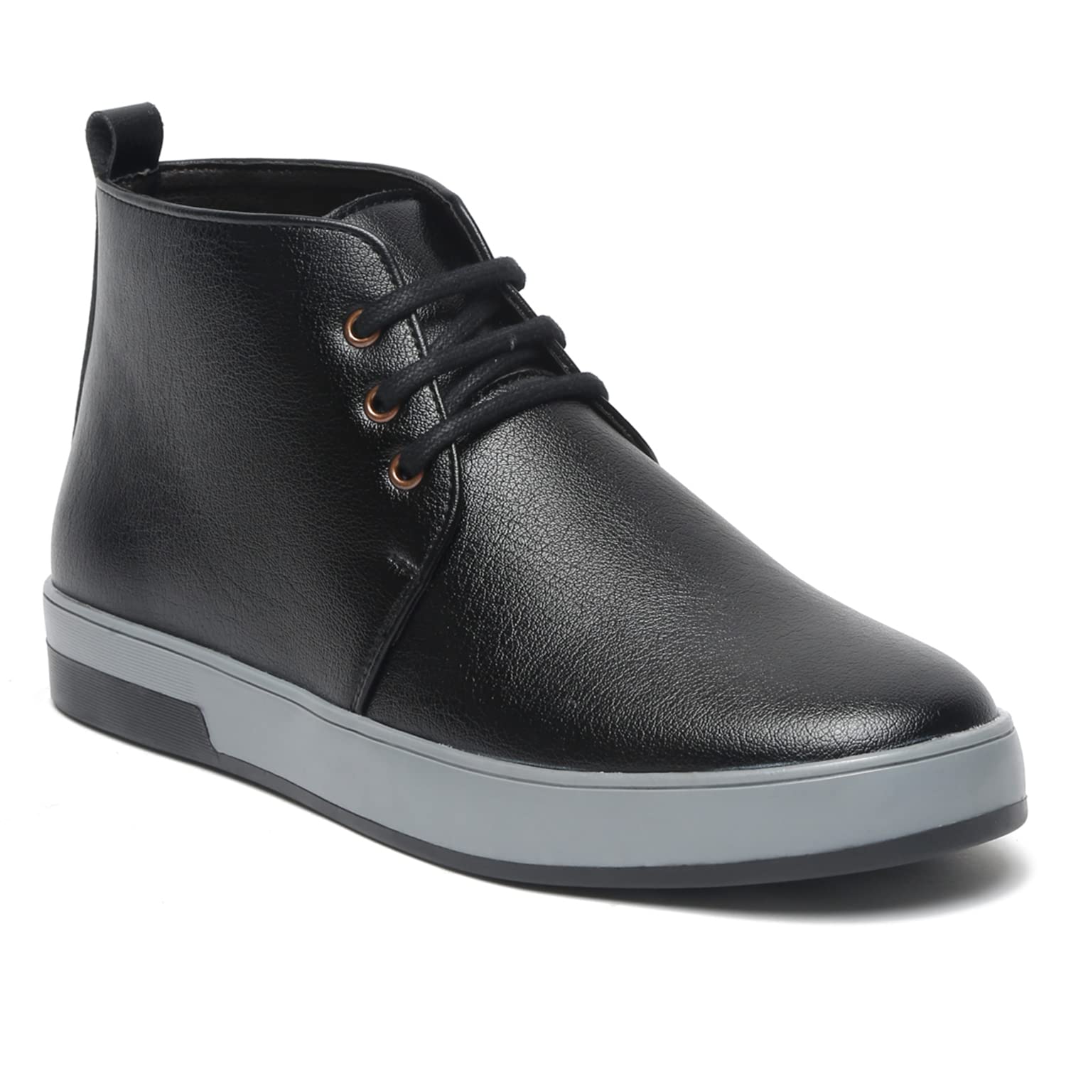 MUTAQINOTI British Black Mens Patent Leather Sneakers Lightweight Chukka Style Shoes for Boys Ideal for Running Walking Office Dancing (Size- 10 UK) (SNKCKJB) (B0BXXS3PTK) Amazon Price History, Amazon Price Tracker