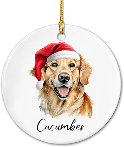 Miniatura 1 de Golden Retriever - Adorno de cerámica de Navidad para dueños de perros, adorno personalizado para perro Golden Retriever Navidad 2023, adorno de
