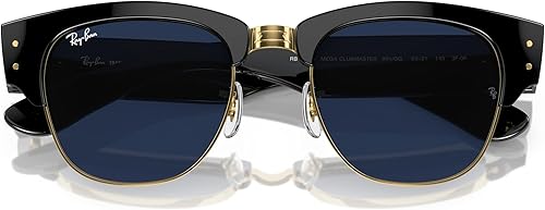 Miniatura 7 de Ray-Ban Gafas de sol unisex negras sobre marco dorado, lentes transparentesazules, 2.087in