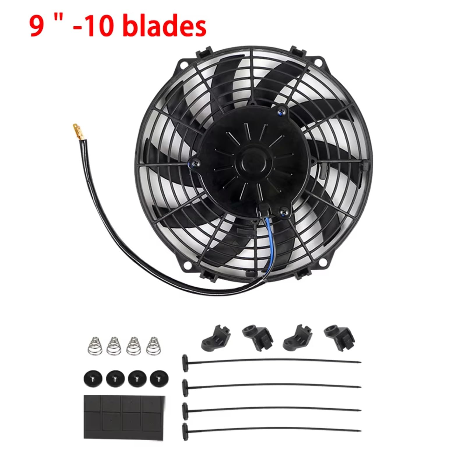 Ventilador Refrigeración Motor Universal 7 9 10 12 14 16 Pulgadas 12V 80W 2100RPM Aire Acondicionado Electrónico Ventilador Refrigeración Radiador Hoja Kit Refrigeración Eléctrica(A-7inch-10 blades)