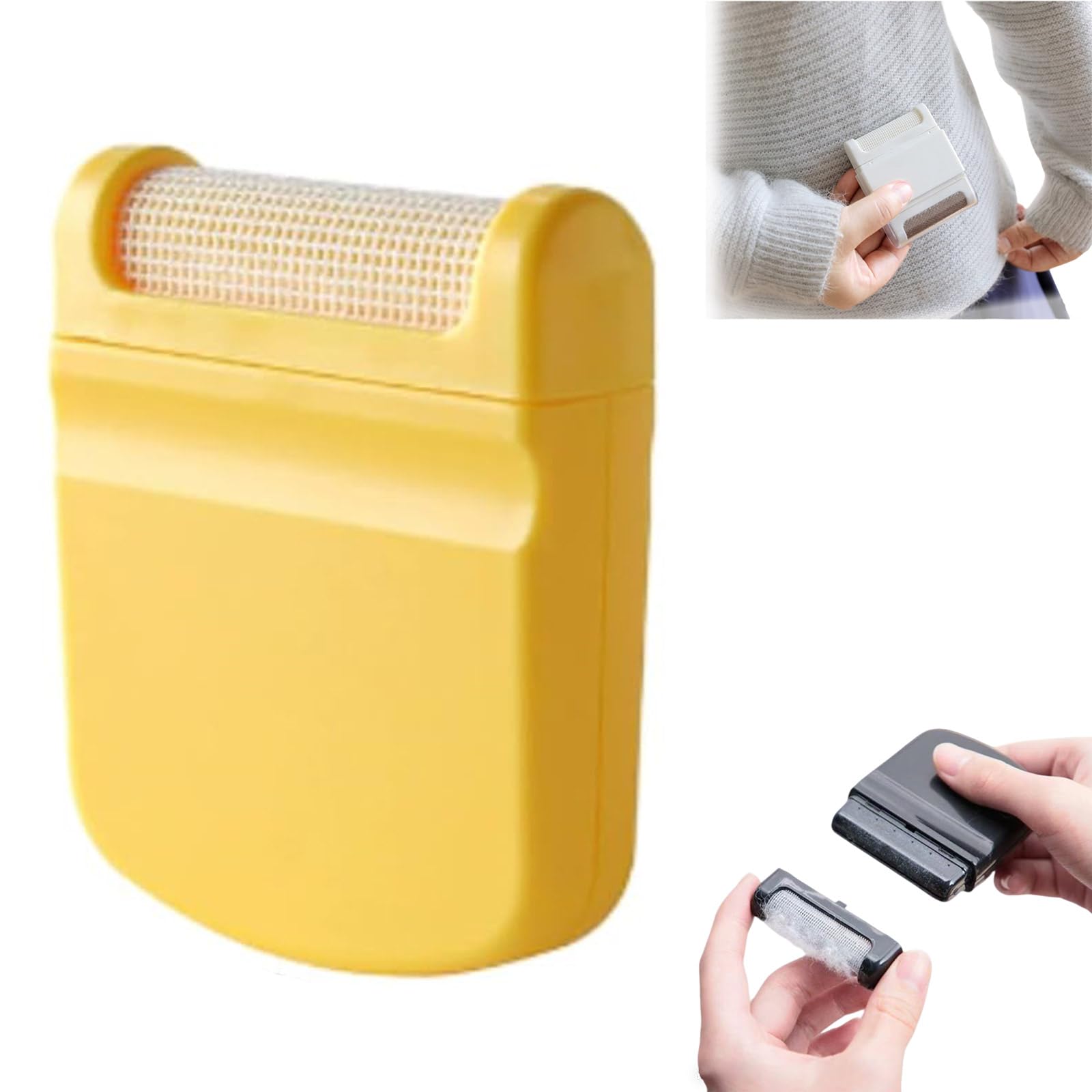 Creative Double-Headed Lint Remover, Mini Manual Pilling Shaver, Portable Sweater Pilling Shaver, Dual-Action Design, for Removing Lint and Pillings From Coats, Sweaters, Etc (Single Head-yelow)