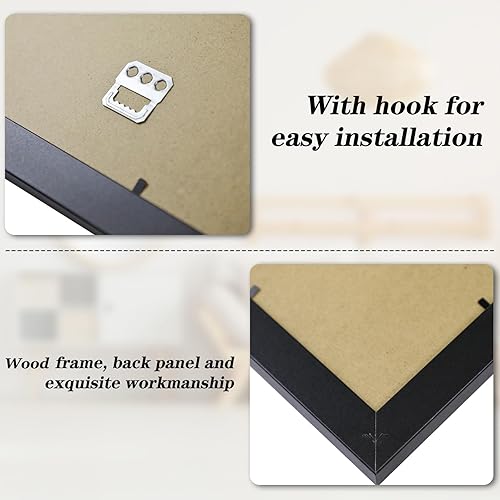 Miniatura 4 de QDSSDECO Marco de póster de 18 x 24 pulgadas, marco de madera negra con tablero de poliestireno para colgar en la pared, juego de 2